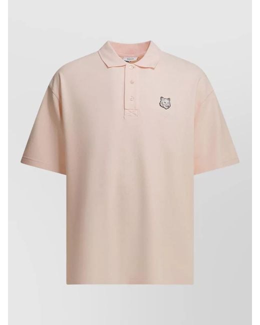 Maison Kitsuné Natural Fox Head Polo Shirt Buttoned Front for men