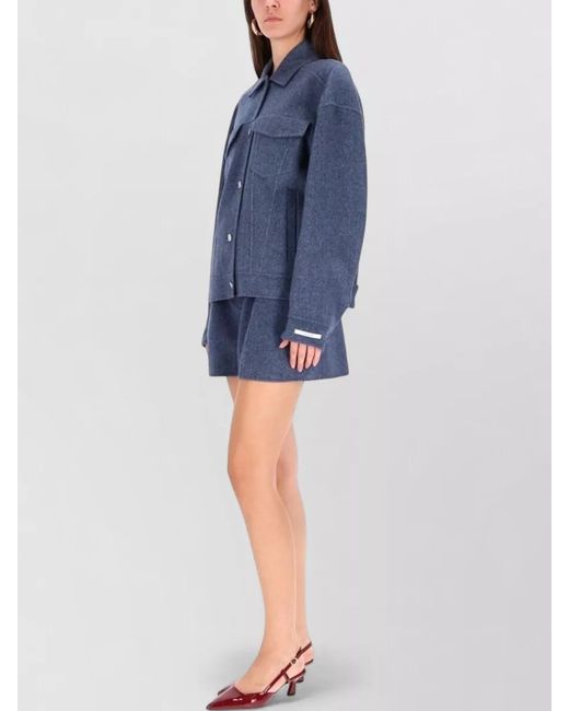Sportmax Blue Celso Collared Jacket Relaxed Layering Design