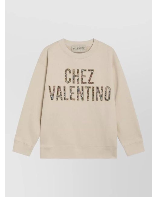 Valentino Garavani Natural Cotton Floral-Print Sweatshirt