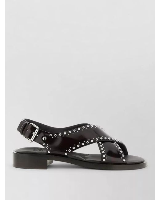 Church's Black Remi Sandals Open Toe Flat Sole Studs