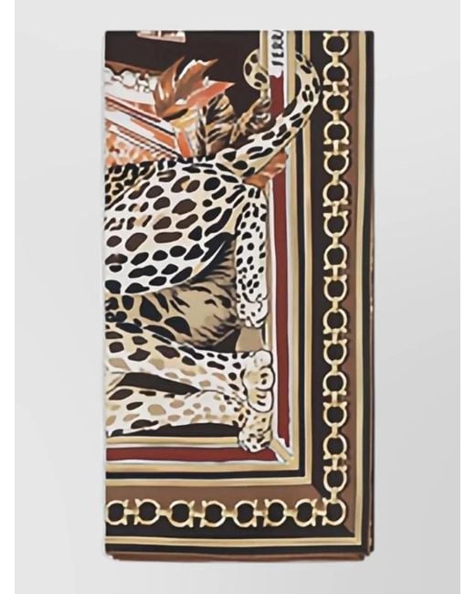 Ferragamo Multicolor Silk Leopard Print Scarf