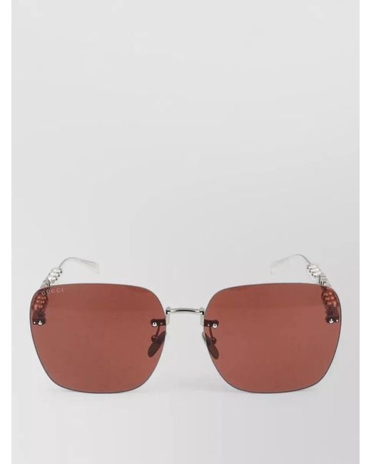 Gucci Pink Sunglasses Gg1923Sa 002 Metal Rimless Square