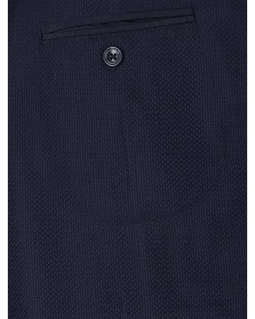 Tagliatore Blue Blazer Notch Lapel Patch Pockets Buttoned Cuffs for men