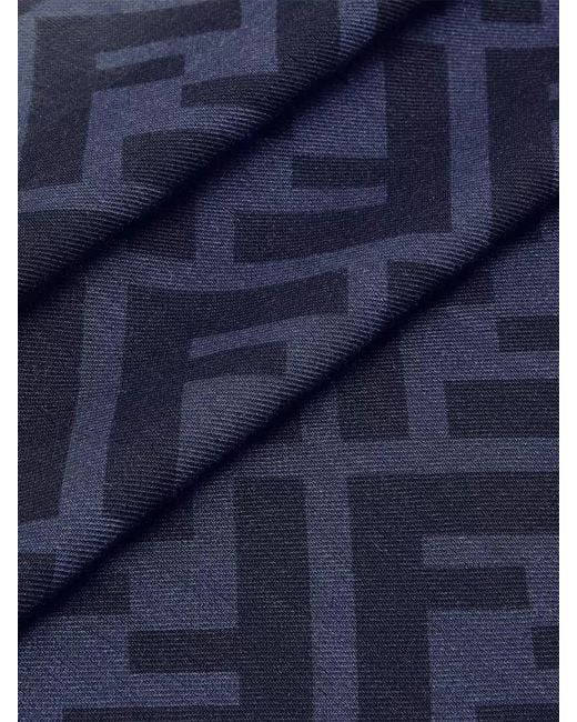 Fendi Blue Bandana Square Scarf Ff Diagonal Motif for men