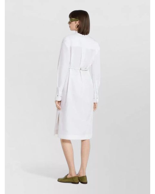 Gucci White Cotton Poplin Knee-Length Dress
