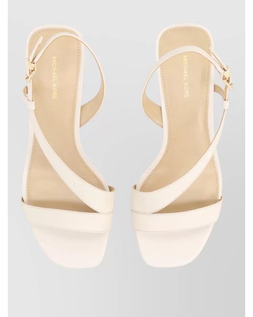Michael Kors Natural Kitten Heel Sandals Open Toe Ankle Strap