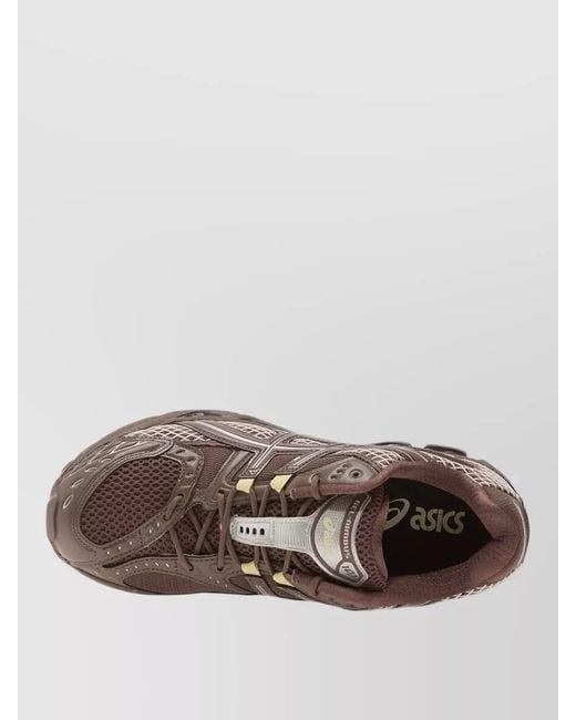 Asics Brown Synthetic Leather Low Top Lace Up Sneakers