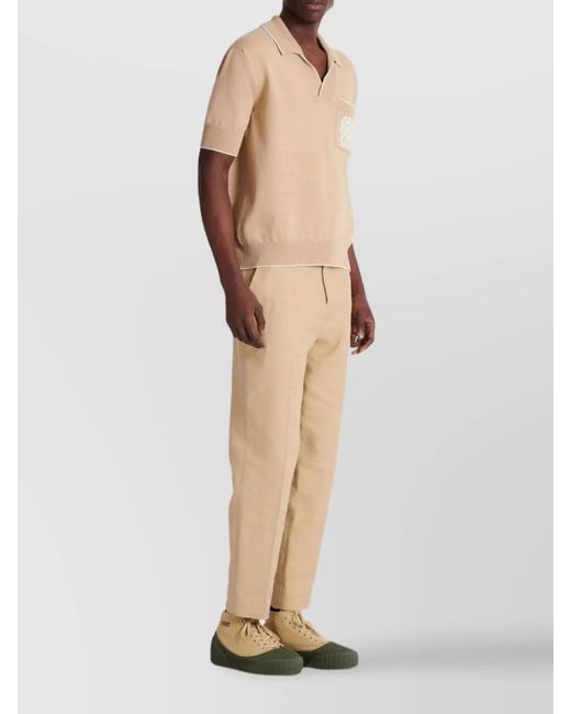 Balmain Natural V-Neck Short-Sleeve Polo Shirt for men