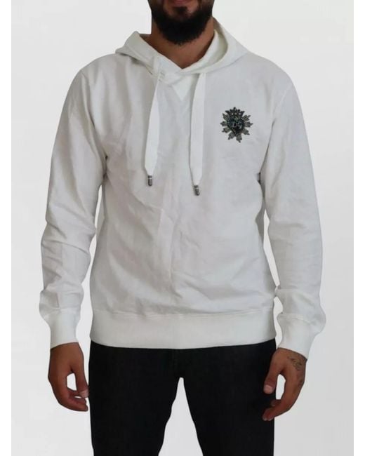 Dolce & Gabbana Gray Cotton Hooded Logo Sweatshirt for men