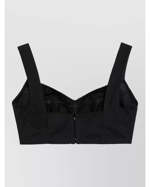 Dolce & Gabbana Black Satin Lounge Top Scalloped Edges Straps