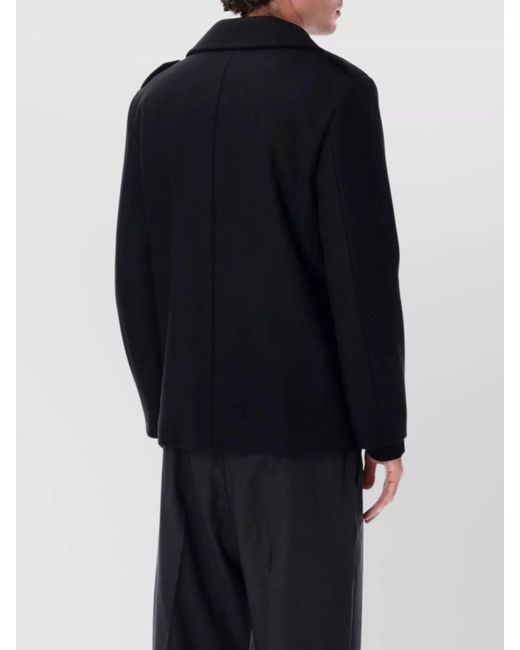 Saint Laurent Blue Wool Double-Breasted Coat for men