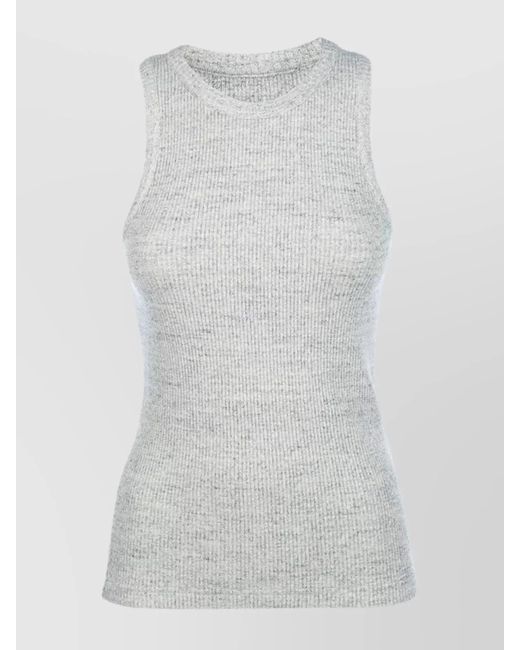 Bottega Veneta White Ribbed Crew Neck Sleeveless Top