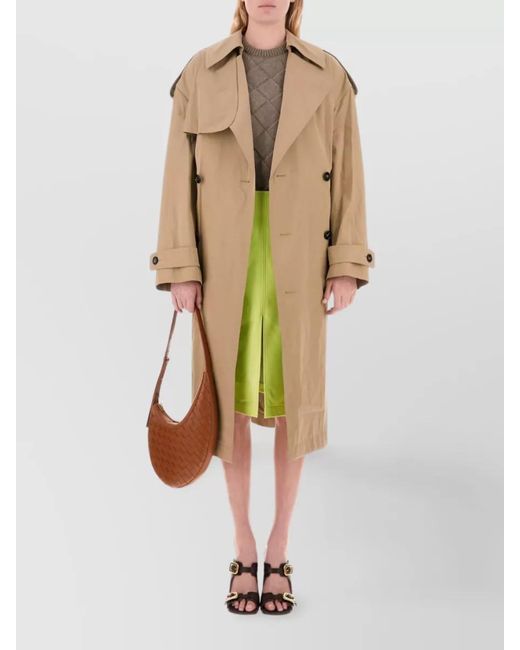 Bottega Veneta Green Shearling Craquelé Midi Straight Skirt