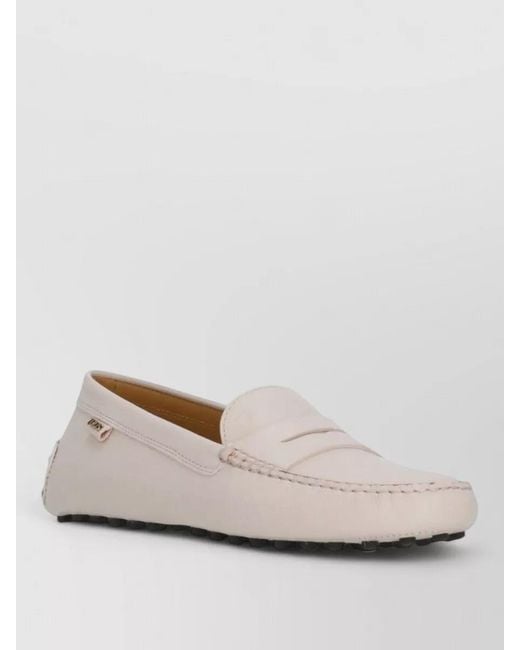 Tod's Natural Leather Loafers Rear Rubber Pads Round Toe