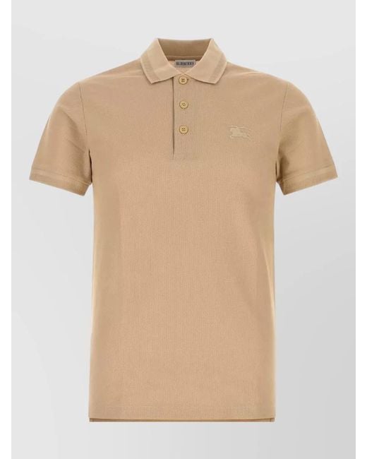 Burberry Natural Piquet Shirt Polo Collar Short Sleeves for men