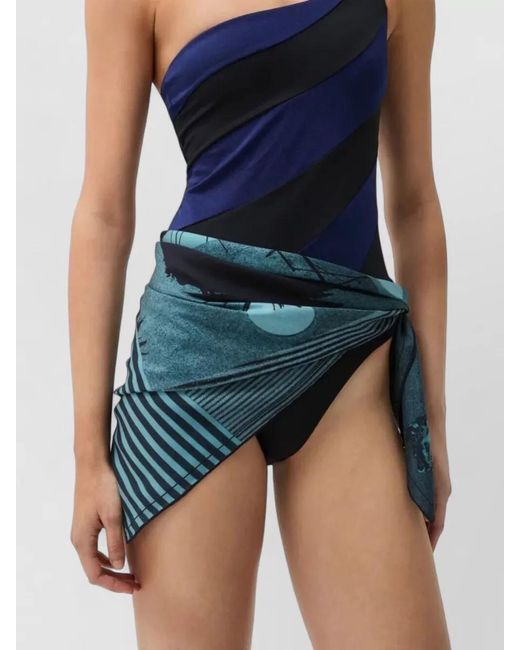 Versace Blue Silk Printed Scarf