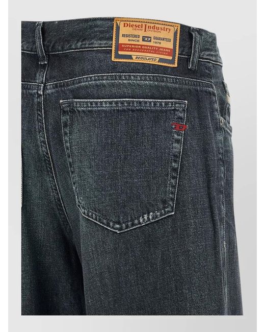 DIESEL Blue Denim Wide-Leg Trousers