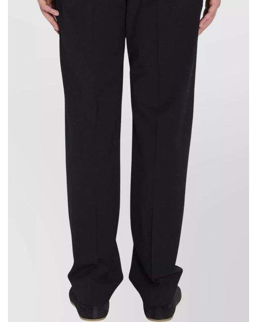 PT Torino Black Wool Mid-Rise Straight-Leg Slim-Fit Trousers for men