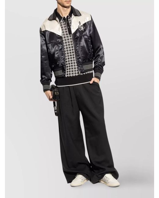 Amiri Black Embroidered Viscose Bomber Jacket for men