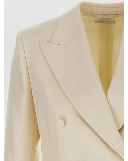 Brioni Natural Flavia Blazer Back Vent Front Flap Pockets