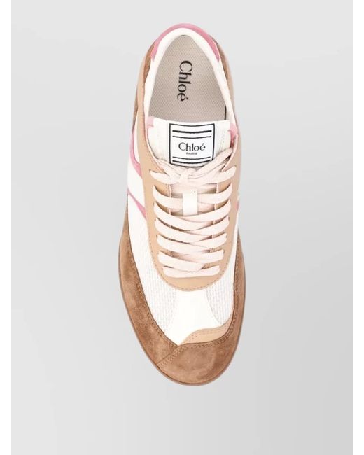 Chloé Pink Mesh Low-Top Sneakers