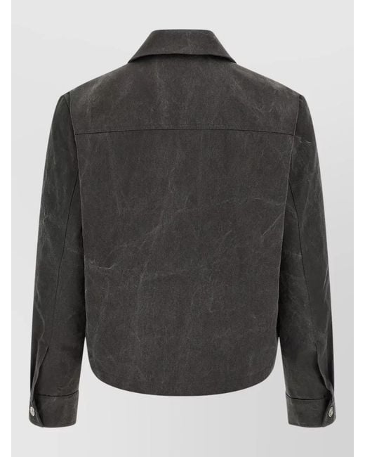 Séfr Black Marble-Effect Cotton Single-Breasted Coat for men