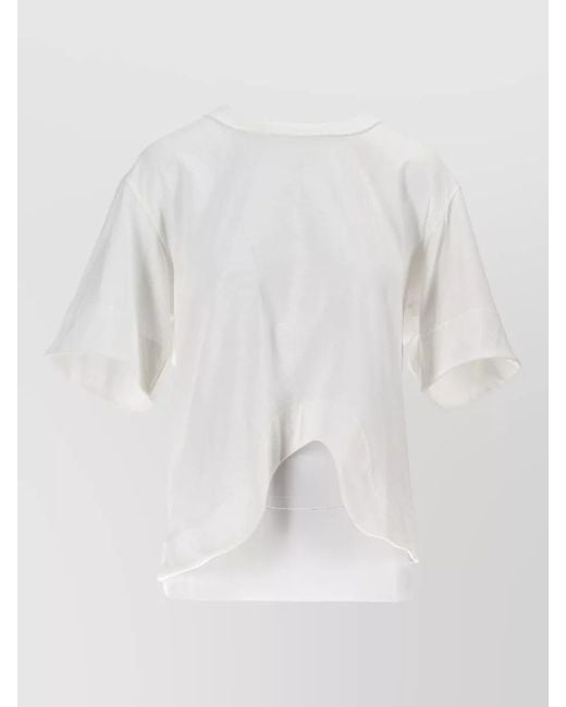 Niccolò Pasqualetti White Asymmetric Hem Round Neck Cotton Jersey Top