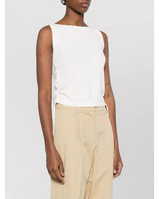 DUNST Natural Sleeveless Round Neck Top