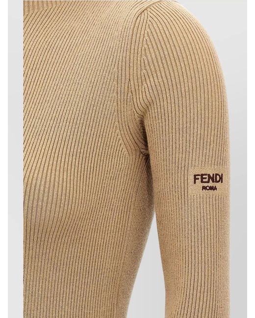 Fendi Natural Ribbed Slim-Fit Mini Dress