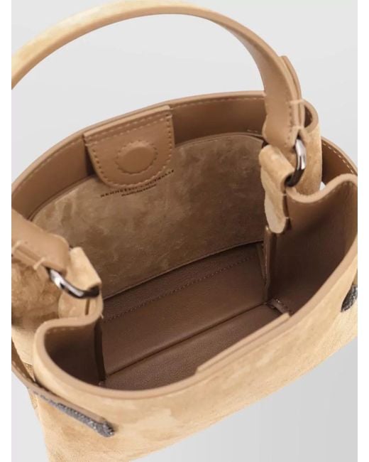 Brunello Cucinelli Natural Shoulder Bucket Bag Adjustable Strap Top Handle