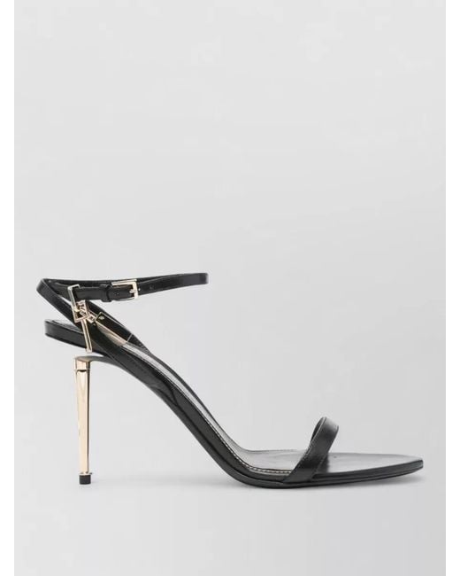 Tom Ford Metallic Leather Padlock Pointy Toe Ankle Strap Sandals