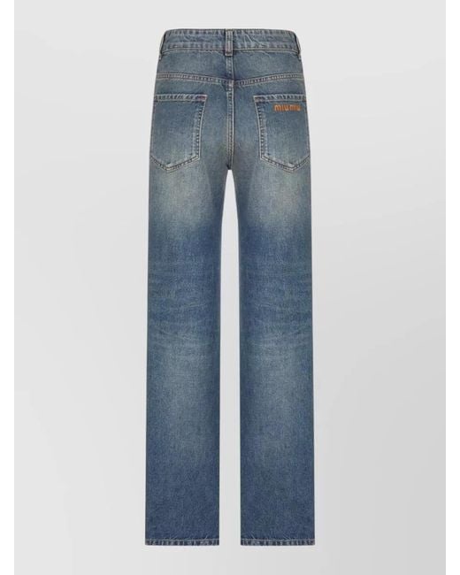 Miu Miu Blue Straight Fit Denim Jeans Five Pockets