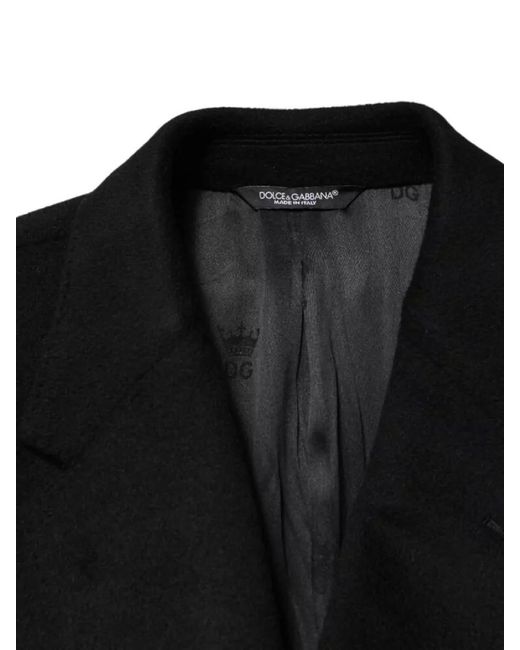 Dolce & Gabbana Black Cashmere Double-Breasted Coat for men
