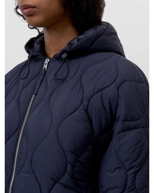 Closed Blue Quilted Parka Coat
