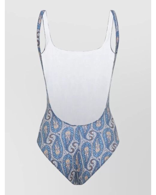 Etro Blue Paisley Scoop Neck Sleeveless One Piece