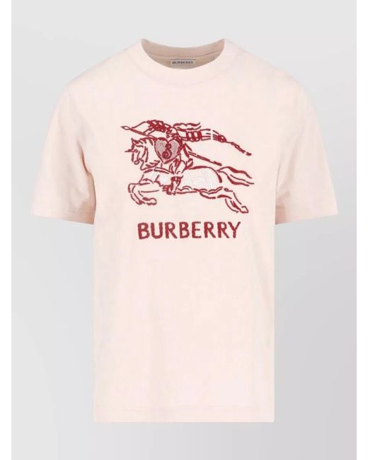 Burberry Pink Short Sleeve Crew Neck Regular Fit Top
