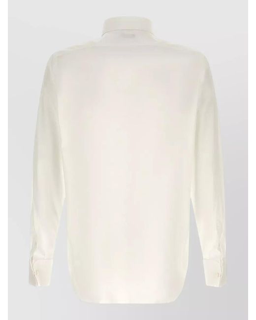 Finamore 1925 Natural Napoli Tuxedo Shirt Button Collar for men