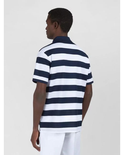 Paul & Shark Blue Cotton Striped Polo Shirt Short Sleeves for men