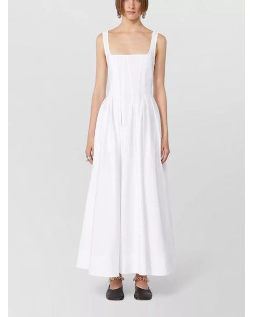 Sportmax White Spxgiro Long Cotton Canvas Dress