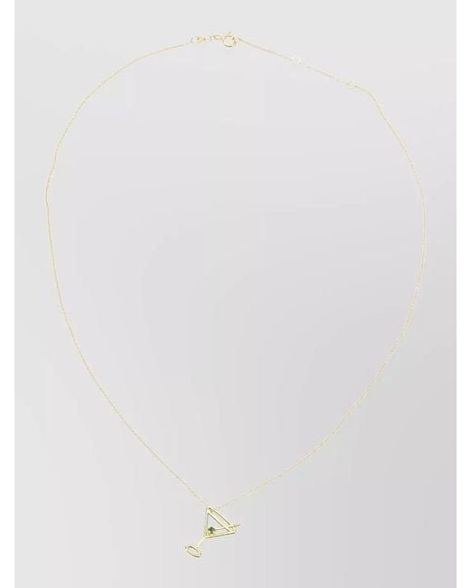 Aliita White Martini Esmeralda Pendant Chain Link Necklace