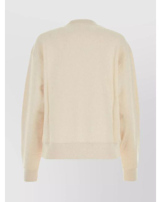 Jil Sander Natural Cotton Oversized Logo-Print Ribbed Sweatshirt