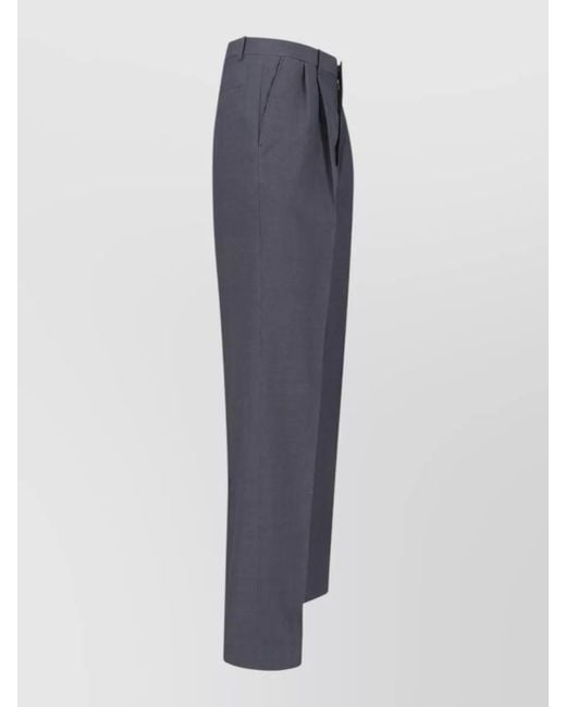 Jil Sander Blue Virgin Wool Straight-Leg Tailored Trousers for men
