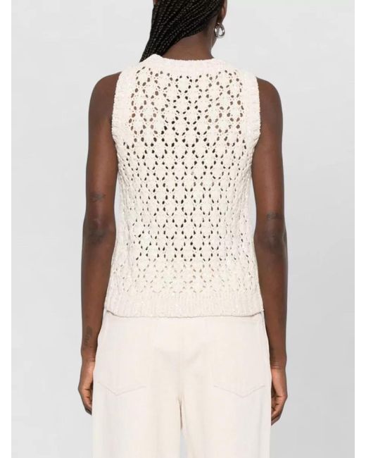 Fabiana Filippi Natural Open-Knit Sleeveless Top