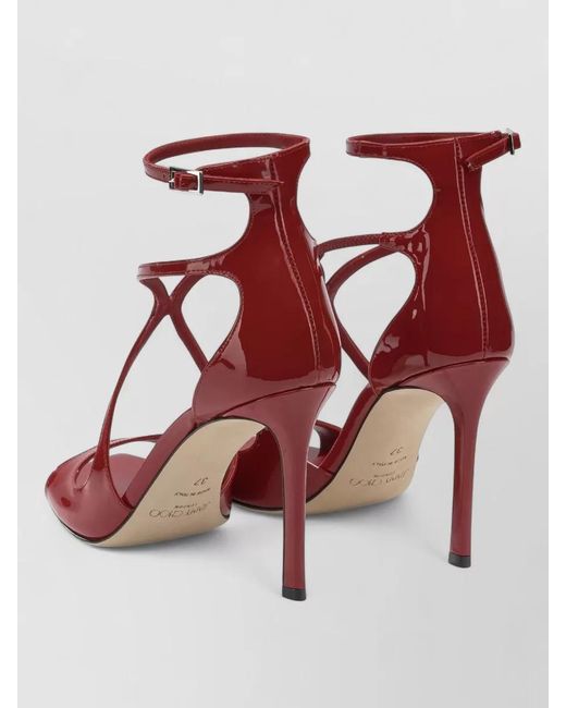 Jimmy Choo Red Leather Azia 95Mm Heeled Sandals