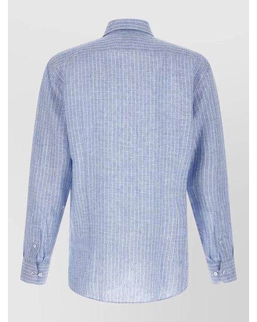 Etro Blue Striped Linen Shirt for men