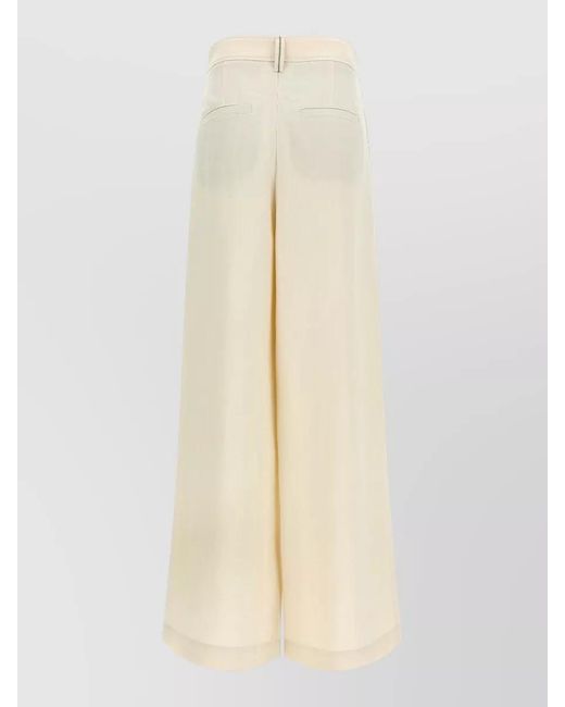 Brunello Cucinelli Natural Linen Blend High-Rise Wide-Leg Trousers