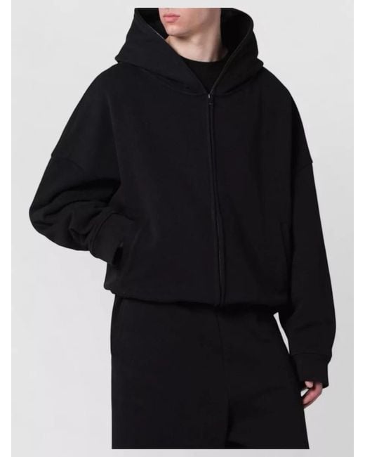 Entire studios Black Hooded Knit Sweater Long Sleeves Pockets for men