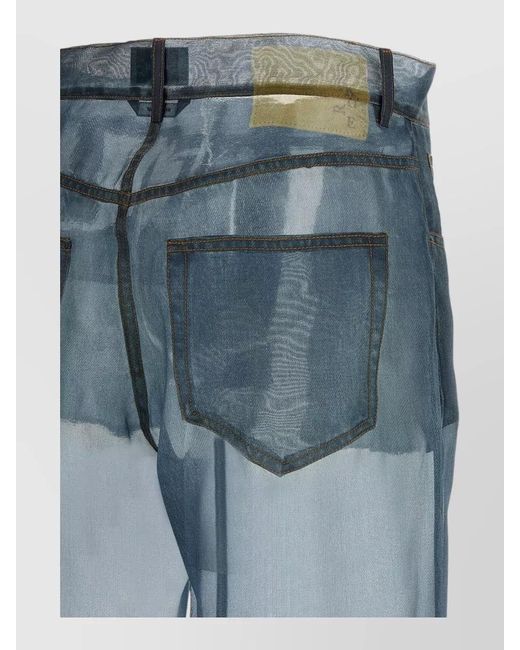Haikure Blue Bonnie Trousers Sheer Fabric Belt Loops Pockets