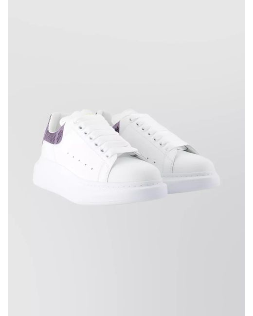 McQueen White Calfskin Low-Top Sneakers