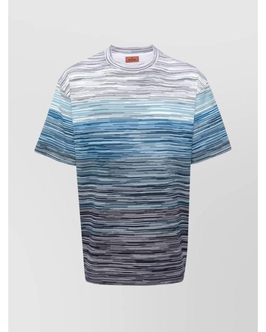 Missoni Blue Striped Cotton T-Shirt for men